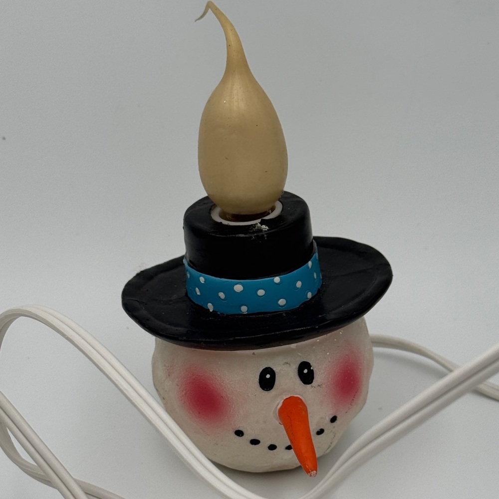 Snowman Electric plug In Candle Holder with Hat Decor